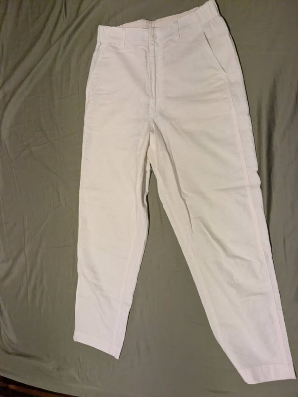 Linen Cotton Tapered Pants (Off White) S - Picture 4 of 5